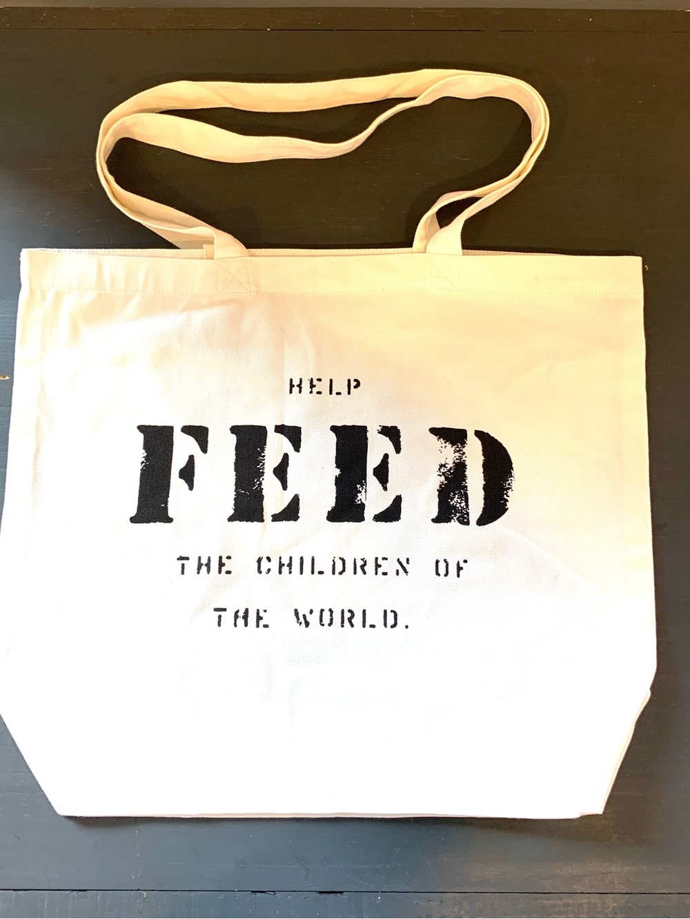 FEED Canvas Tote Bag in Cream with Black Print - Picture 6 of 6